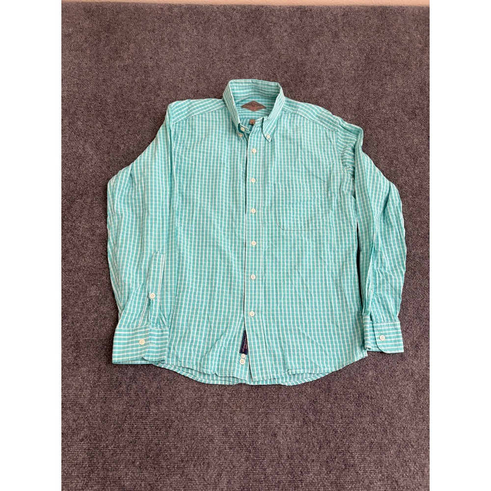 Bills Khakis Mens Teal White Plaid Cotton Button Down Sport Shirt Size M